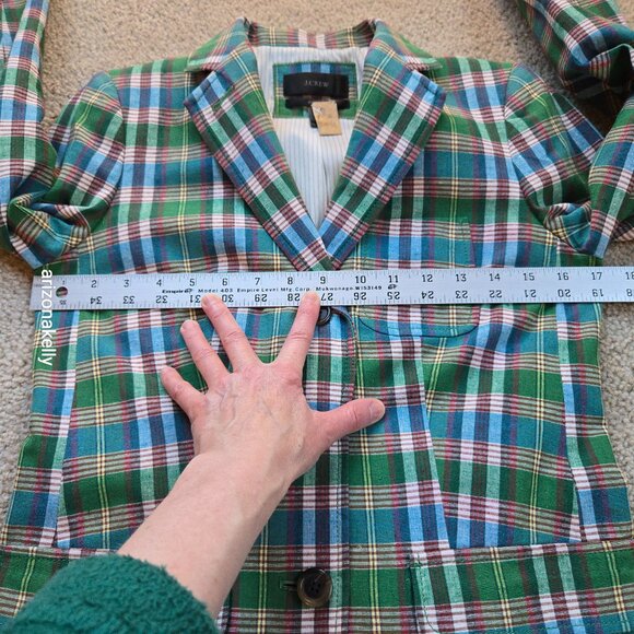 J. Crew Rhodes Blazer Linen Cotton Green Plaid Size 2 - Picture 8 of 11